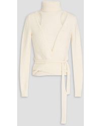 Ganni - Cutout Alpaca-blend Turtleneck Wrap Sweater - Lyst
