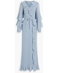 Mikael Aghal - Ruffled Crepe Maxi Dress - Lyst