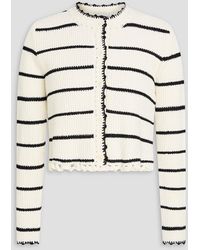 Claudie Pierlot - Cropped Striped Intarsia Cotton-blend Cardigan - Lyst