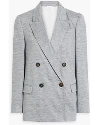 Brunello Cucinelli - Double-breasted Mélange Linen And Silk-blend Blazer - Lyst