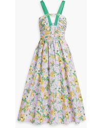AMUR - Cutout Floral-print Cotton-blend Poplin Midi Dress - Lyst