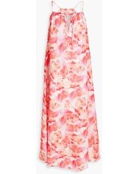 120% Lino - Floral-print Linen Maxi Slip Dress - Lyst