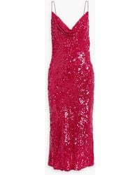 LAPOINTE - Draped Sequined Chiffon Midi Dress - Lyst