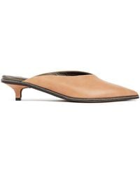 Brunello Cucinelli Bead-embellished Leather Mules - Brown