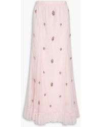 Huishan Zhang - Essie Crystal-Embellished Ruffled Point D'Esprit Maxi Skirt - Lyst
