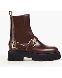 Sandro - Buckled Glossed-leather Chelsea Boots - Lyst