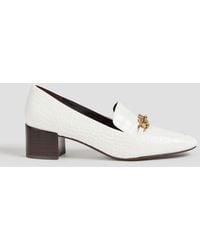 Tory Burch - Jessa Embellished Croc-Effect Leather Loafers - Lyst