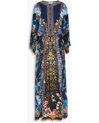 Camilla - Crystal-embellished Floral-print Silk Crepe De Chine Maxi Dress - Lyst