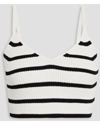 FRAME - Cropped Striped Ribbed-knit Top - Lyst