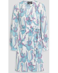 Boutique Moschino - Floral-print Silk-crepe Wrap Dress - Lyst