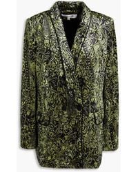 Diane von Furstenberg - Chiana Double-Breasted Printed Velvet Blazer - Lyst