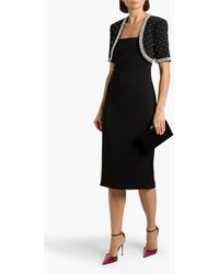 knee length dresses for ladies A-Line Metallic Brocade Midi Formal Cocktail Dress – The Dress Outlet main image 0