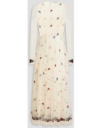 RED Valentino - Embroidered Tulle Midi Dress - Lyst