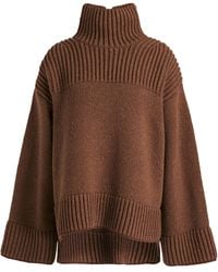 Acne Studios Oversized Donegal Ribbed-knit Turtleneck Sweater - Brown