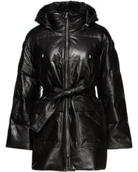 Muubaa - Belted Quilted Leather Hooded Coat - Lyst
