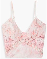 LoveShackFancy - Mizu Cropped Tie-dyed Broderie Anglaise Cotton Top - Lyst