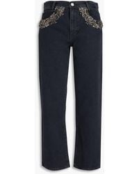 FRAME - The Beaded Hang Embellished Mid-Rise Straight-Leg Jeans - Lyst