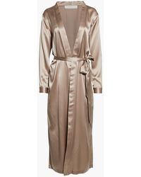 Womens Clothing Nightwear and sleepwear Robes robe dresses and bathrobes Michelle Mason Silk Side-slit Robe in Brown 