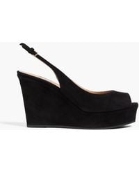 Sergio Rossi - Suede Platform Wedge Slingback Sandals - Lyst