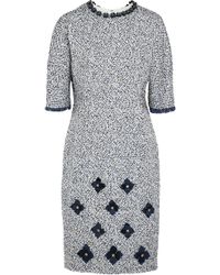 Lyst Oscar De La Renta Metallic Boucle Tweed Dress In Pink