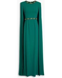 Jenny Packham - Cape-effect Embellished Crepe Gown - Lyst