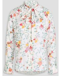 Zimmermann - Pussy-bow Floral-print Cotton-voile Shirt - Lyst
