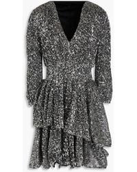 Maje - Tiered Sequined Tulle Mini Dress - Lyst