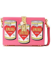Dolce & Gabbana Leather-trimmed Printed Patent-wood Clutch Pink
