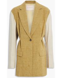 ROKSANDA - Leonie Oversized Two-tone Silk, Linen And Wool-blend Blazer - Lyst