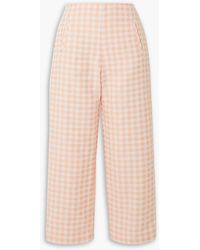 Lisa Marie Fernandez - Verkürzte hose mit geradem bein aus bouclé aus einer baumwollmischung mit gingham-karo - Lyst