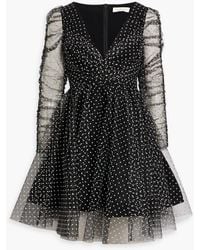 Zimmermann - Ruched Flocked Polka-dot Tulle Mini Dress - Lyst