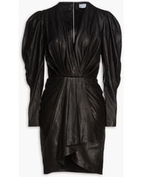 IRO - Sumai Wrap-effect Pleated Leather Mini Dress - Lyst