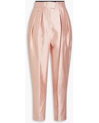 Zimmermann - Pleated Wool And Silk-blend Tapered Pants - Lyst