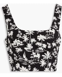 Maje - Cropped Printed Cotton Top - Lyst