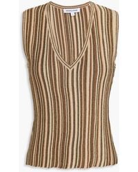 Veronica Beard - Sid Metallic Striped Ribbed-knit Top - Lyst