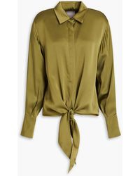 Galvan London - Lido Tie-front Satin-crepe Shirt - Lyst
