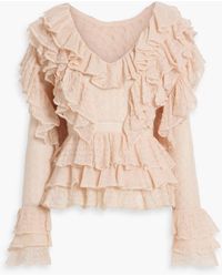 Zimmermann - Ruffled Pointelle-knit Top - Lyst