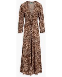 Melissa Odabash - Natalie Lace-up Leopard-print Voile Maxi Dress - Lyst