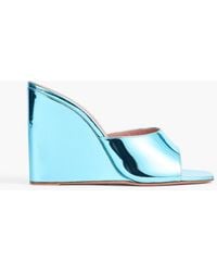 AMINA MUADDI - Lupita Mirrored-Leather Wedge Mules - Lyst