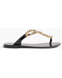 Dolce & Gabbana - Crystal-embellished Patent-leather Sandals - Lyst