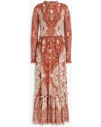 Cara Cara - Midikleid aus georgette mit floralem print und rüschenbesatz - Lyst