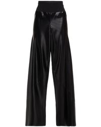 Rick Owens Ribbed Knit-paneled Satin Wide-leg Trousers - Black