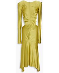 Alexandre Vauthier - Open-back Ruched Satin-jersey Midi Dress - Lyst
