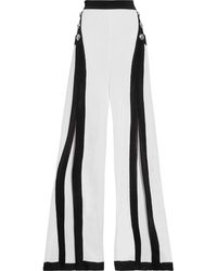Balmain Split-front Button-embellished Stetch-knit Flared Pants - White