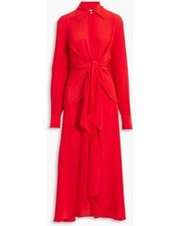 Victoria Beckham - Gathe Silk Crepe De Chine Midi Shirt Dress - Lyst