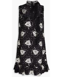 RED Valentino - Printed Point D'esprit And Silk Crepe De Chine Mini Dress - Lyst