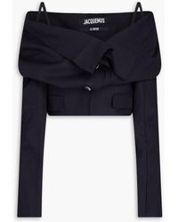 Jacquemus - Camargue Cold-shoulder Ruched Wool-crepe Top - Lyst