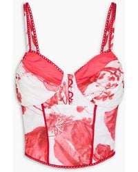 Charo Ruiz - Peisy Cropped Floral-Print Cotton-Blend Voile Bustier Top - Lyst