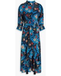 FARM Rio - Tasseled Floral-Print Crepe De Chine Midi Dress - Lyst