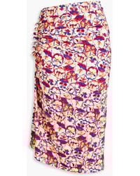 Rabanne - Ruched Floral-print Jersey Midi Skirt - Lyst